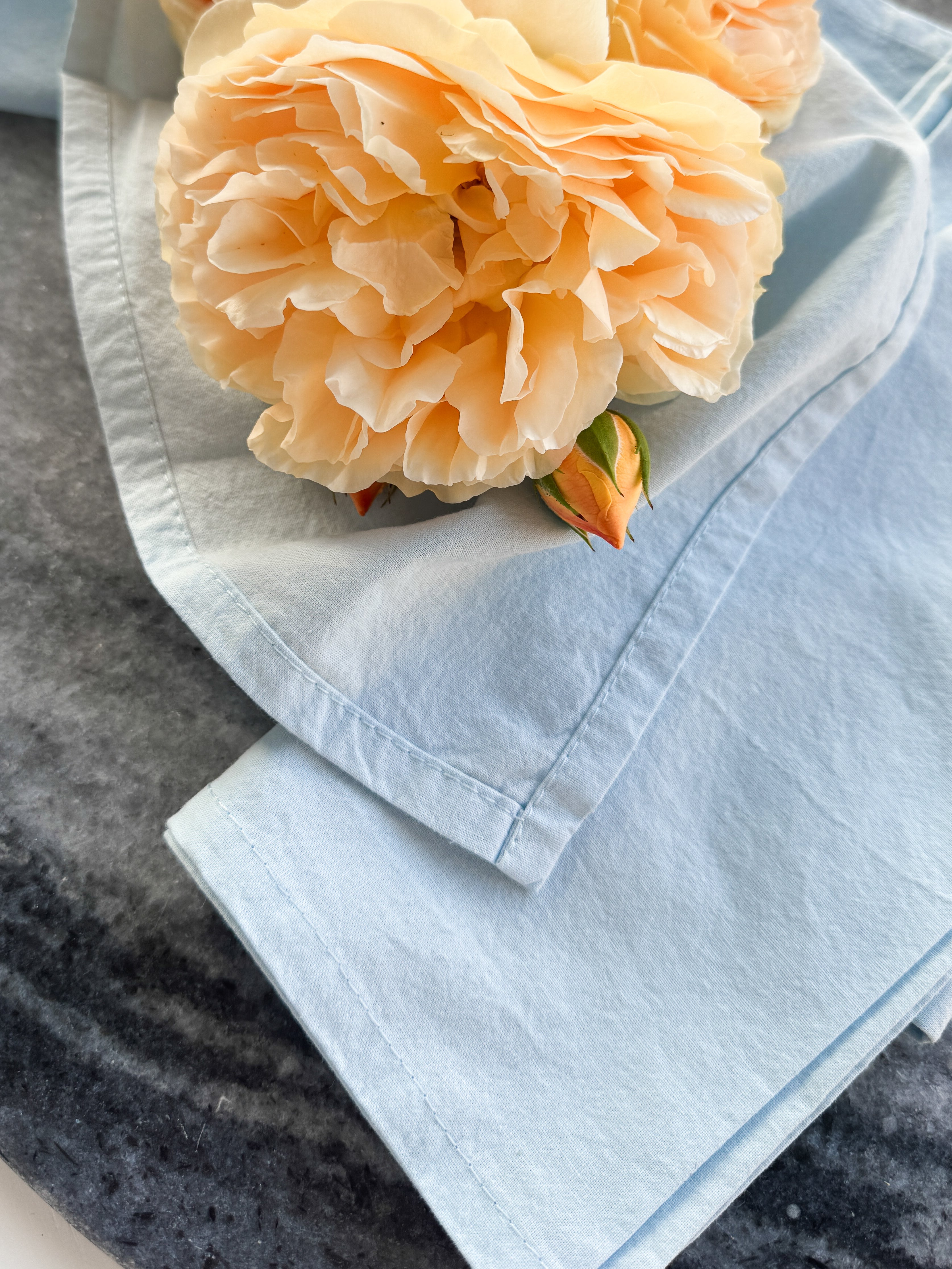 Light Blue Hand dyed cotton 16inch x 16inch napkins Set 4