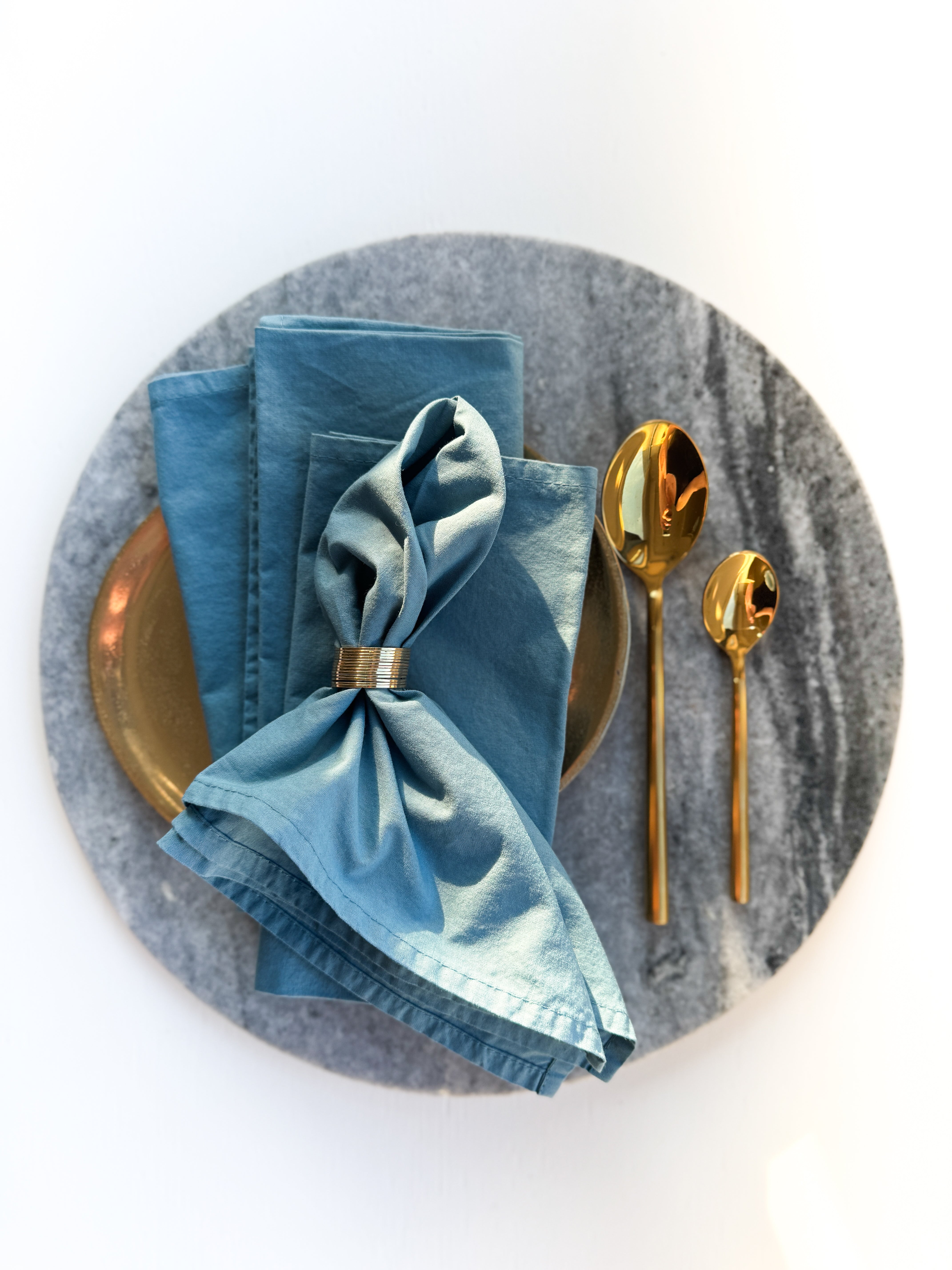 Slate Blue Hand dyed cotton cloth 16inch x 16inch napkins Set 4