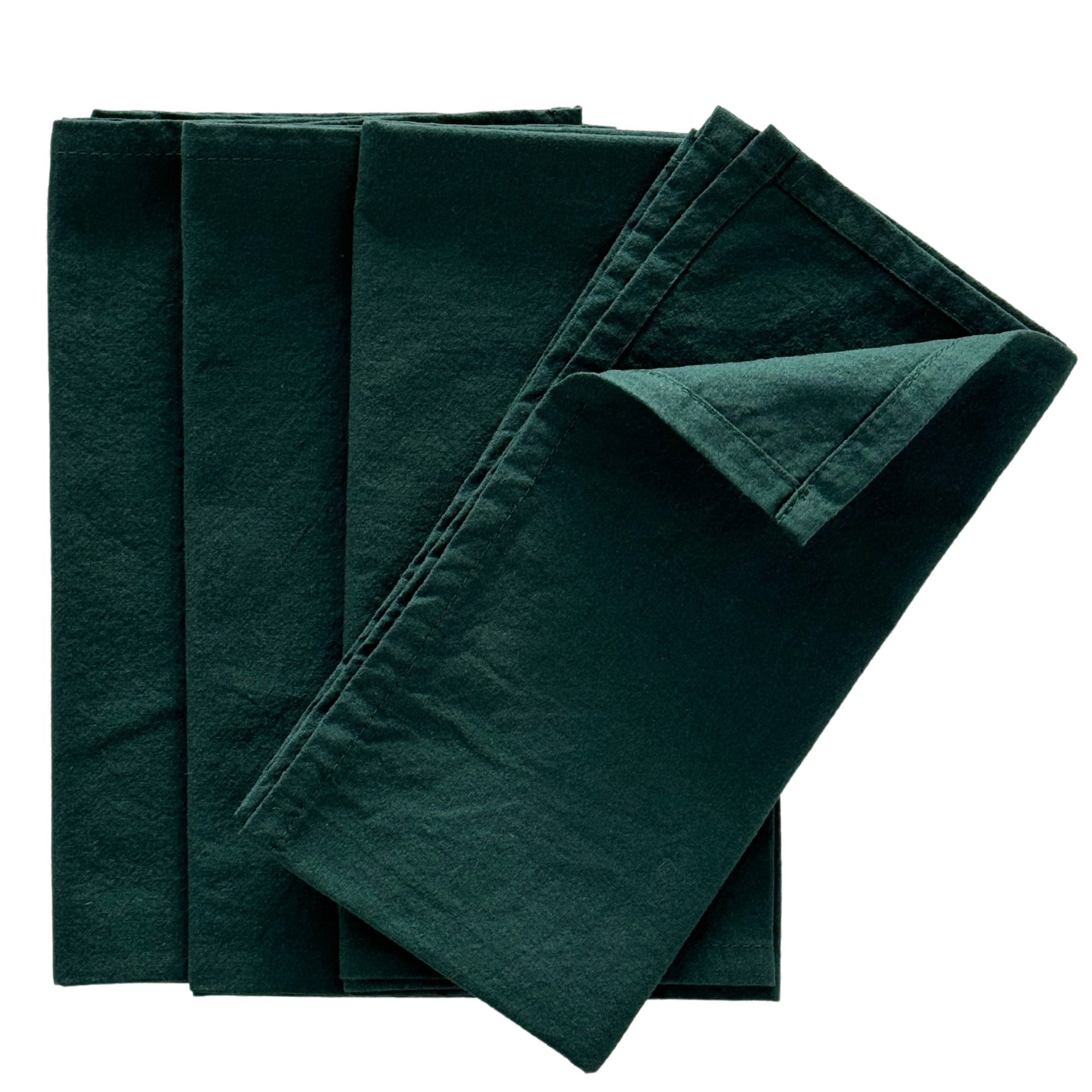 Dark Green napkins Set 4 Hand dyed cotton 16inch x 16inch
